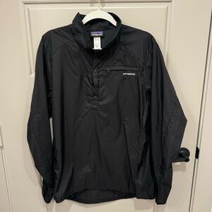 Patagonia Black Lightweight Houdini Half Snap Nylon Windbreaker Jacket  size L